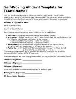Self-Proving Affidavit Template