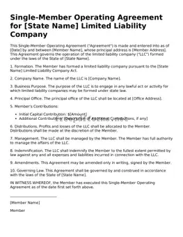 Single-Member Operating Agreement Template