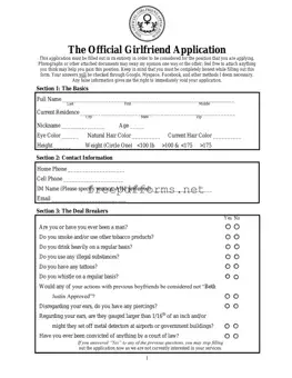 Fill a Valid Girlfriend Application Template