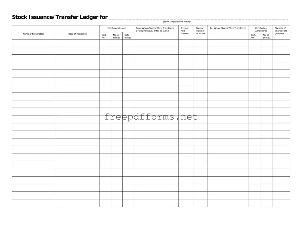 Fill a Valid Stock Transfer Ledger Template