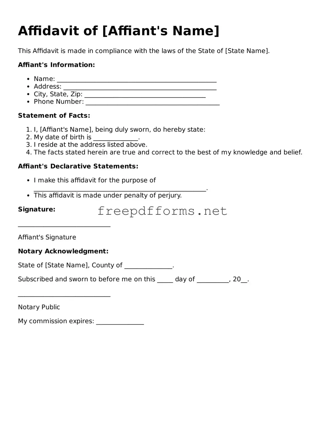 Affidavit Template