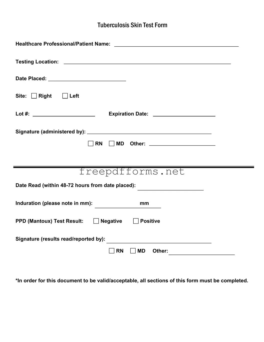 Fill a Valid Tb Test Template