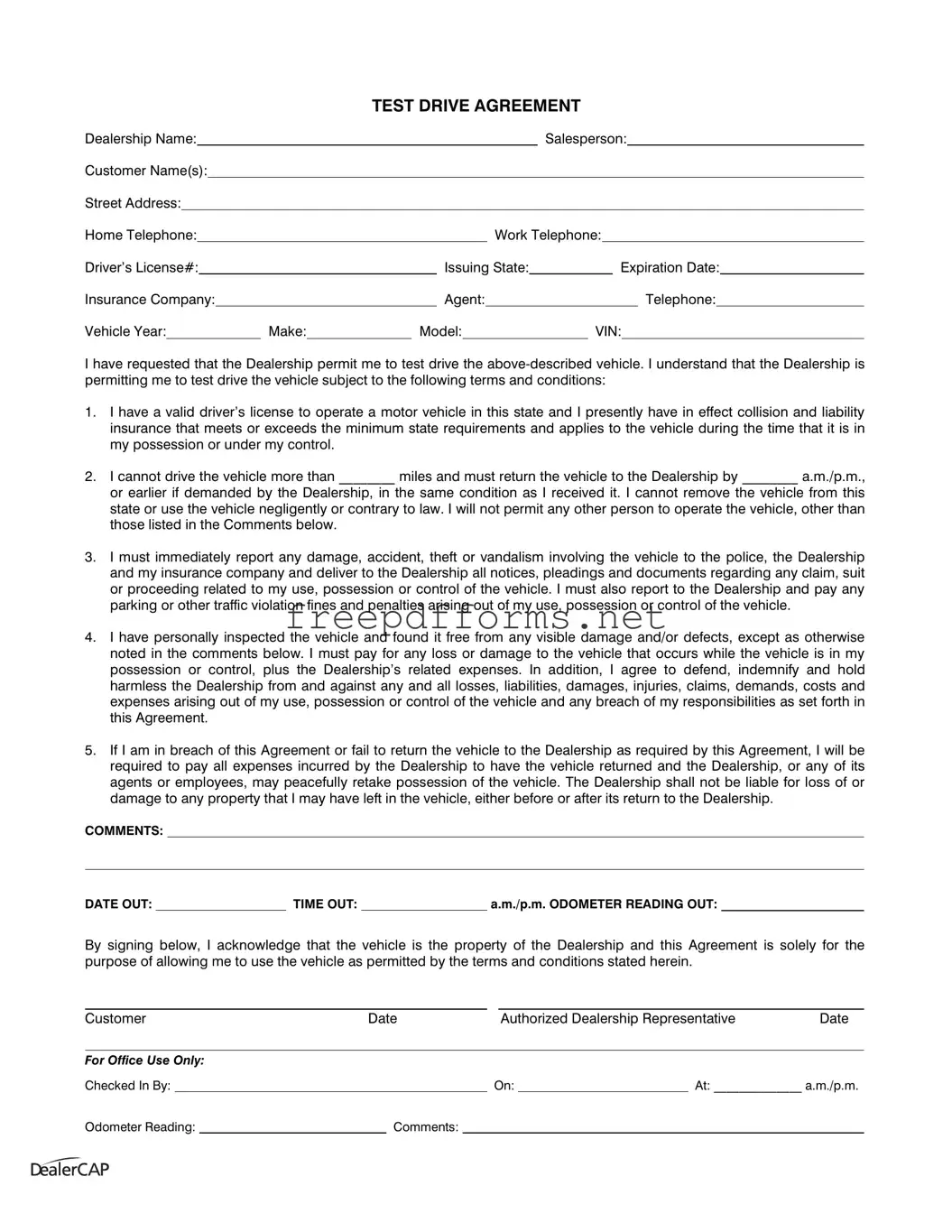 Fill a Valid Test Drive Template