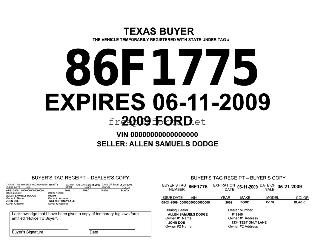 Fill a Valid Texas Temporary Tag Template