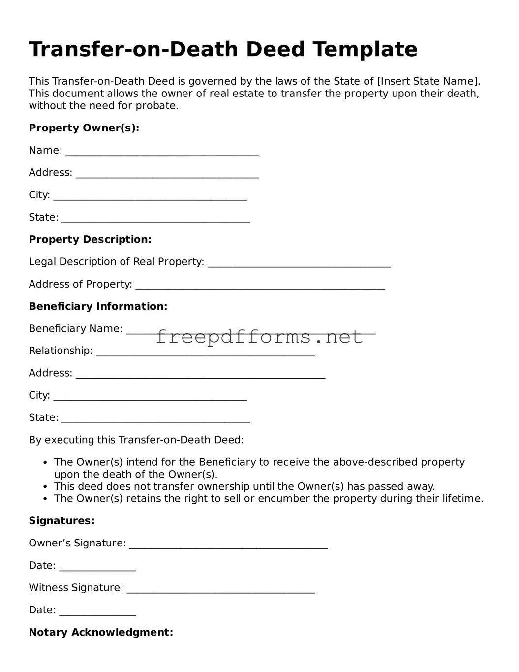 Transfer-on-Death Deed Template