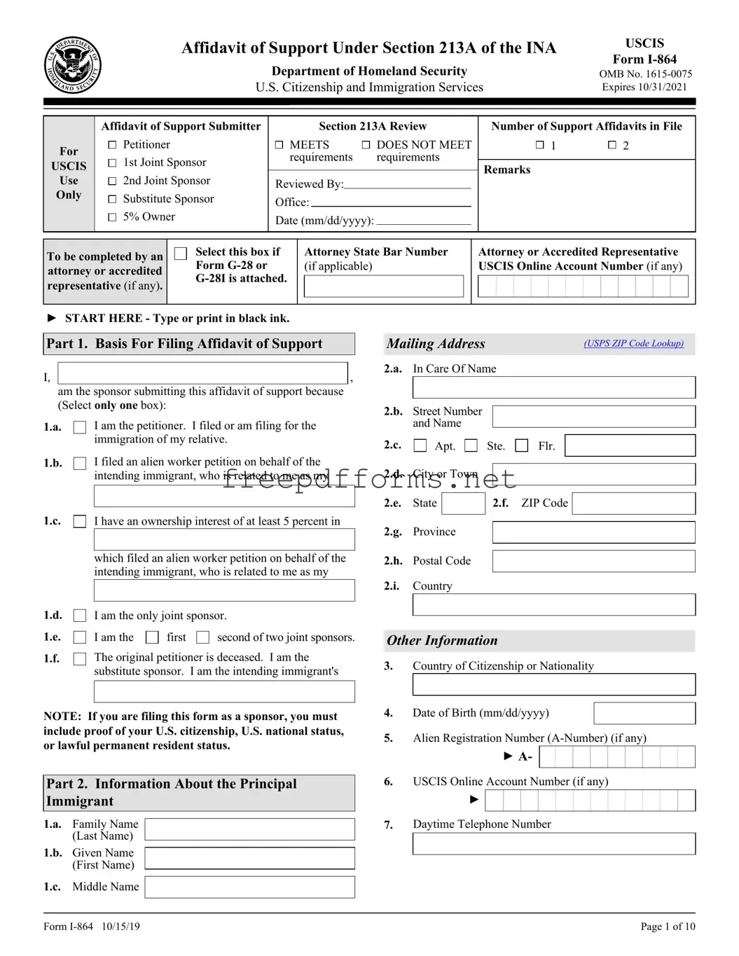 Fill a Valid USCIS I-864 Template