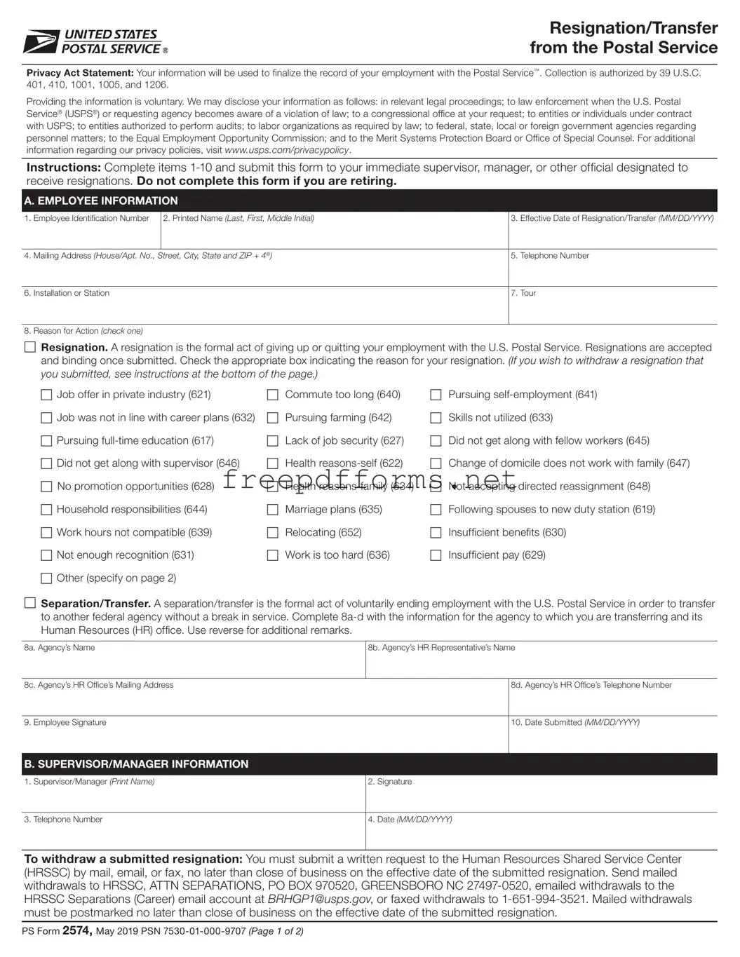Fill a Valid Usps Resignation Template