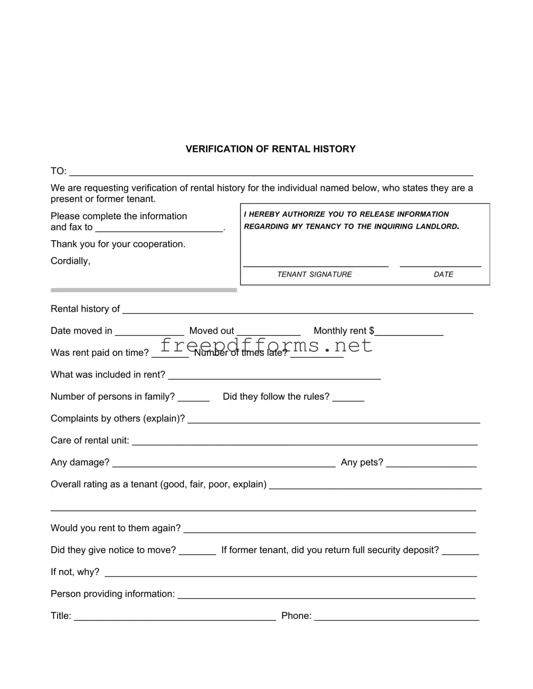 Fill a Valid Verification Rental Template