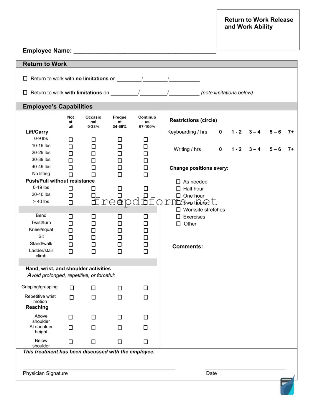 Fill a Valid Work Release Template
